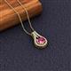 2 - Lauren 6.50 mm Round Pink Tourmaline and Diamond Accent Teardrop Pendant Necklace 