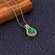 2 - Lauren 6.00 mm Round Emerald and Diamond Accent Teardrop Pendant Necklace 