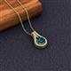 2 - Lauren 6.50 mm Round Blue Diamond and White Diamond Accent Teardrop Pendant Necklace 