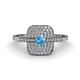 1 - Faye Prima Round Blue Topaz and Diamond Engagement Ring 