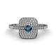 1 - Faye Prima Round Blue Diamond and White Diamond Engagement Ring 
