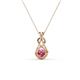 1 - Amanda 3.00 mm Round Pink Tourmaline Solitaire Infinity Love Knot Pendant Necklace 