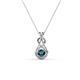 1 - Amanda 3.00 mm Round Blue Diamond Solitaire Infinity Love Knot Pendant Necklace 