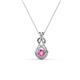 1 - Amanda 3.00 mm Round Pink Sapphire Solitaire Infinity Love Knot Pendant Necklace 