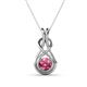 1 - Amanda 5.00 mm Round Pink Tourmaline Solitaire Infinity Love Knot Pendant Necklace 