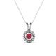 1 - Juliya 4.00 mm Round Ruby Rope Edge Bezel Set Solitaire Pendant Necklace 