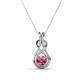 1 - Amanda 4.00 mm Round Pink Tourmaline Solitaire Infinity Love Knot Pendant Necklace 
