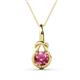 1 - Caron 6.50 mm Round Pink Tourmaline Solitaire Love Knot Pendant Necklace 