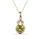 1 - Caron 6.50 mm Round Peridot Solitaire Love Knot Pendant Necklace 