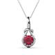 1 - Caron 6.00 mm Round Ruby Solitaire Love Knot Pendant Necklace 