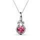 1 - Caron 6.50 mm Round Pink Tourmaline Solitaire Love Knot Pendant Necklace 