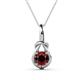 1 - Caron 6.50 mm Round Red Garnet Solitaire Love Knot Pendant Necklace 