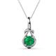 1 - Caron 6.00 mm Round Emerald Solitaire Love Knot Pendant Necklace 