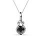 1 - Caron 6.00 mm Round Black Diamond Solitaire Love Knot Pendant Necklace 