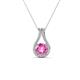 1 - Lauren 5.00 mm Round Pink Sapphire and Diamond Accent Teardrop Pendant Necklace 