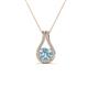 1 - Lauren 5.00 mm Round Aquamarine and Diamond Accent Teardrop Pendant Necklace 