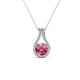 1 - Lauren 5.00 mm Round Pink Tourmaline and Diamond Accent Teardrop Pendant Necklace 