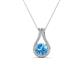 1 - Lauren 5.00 mm Round Blue Topaz and Diamond Accent Teardrop Pendant Necklace 