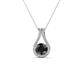 1 - Lauren 5.00 mm Round Black Diamond and White Diamond Accent Teardrop Pendant Necklace 