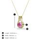 3 - Lauren 4.00 mm Round Pink Sapphire and Diamond Accent Teardrop Pendant Necklace 