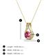 3 - Lauren 4.00 mm Round Pink Tourmaline and Diamond Accent Teardrop Pendant Necklace 