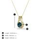 3 - Lauren 4.00 mm Round Blue Diamond and White Diamond Accent Teardrop Pendant Necklace 