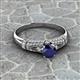 2 - Shirlyn Classic Round Blue Sapphire with Round and Baguette Diamond Engagement Ring 