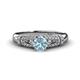 1 - Shirlyn Classic Round Aquamarine with Round and Baguette Diamond Engagement Ring 