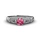 1 - Shirlyn Classic Round Pink Tourmaline with Round and Baguette Diamond Engagement Ring 