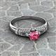 2 - Shirlyn Classic Round Pink Tourmaline with Round and Baguette Diamond Engagement Ring 