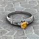 2 - Shirlyn Classic Round Citrine with Round and Baguette Diamond Engagement Ring 