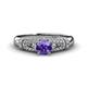 1 - Shirlyn Classic Round Iolite with Round and Baguette Diamond Engagement Ring 