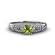 1 - Shirlyn Classic Round Peridot with Round and Baguette Diamond Engagement Ring 
