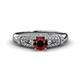 1 - Shirlyn Classic Round Red Garnet with Round and Baguette Diamond Engagement Ring 