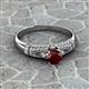2 - Shirlyn Classic Round Red Garnet with Round and Baguette Diamond Engagement Ring 