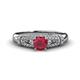 1 - Shirlyn Classic Round Ruby with Round and Baguette Diamond Engagement Ring 
