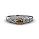 1 - Shirlyn Classic Round Smoky Quartz with Round and Baguette Diamond Engagement Ring 