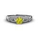 1 - Shirlyn Classic Round Yellow Diamond and Baguette White Diamond Engagement Ring 