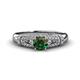 1 - Shirlyn Classic Round Created Alexandrite with Round and Baguette Diamond Engagement Ring 