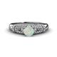 1 - Shirlyn Classic Round Opal with Round and Baguette Diamond Engagement Ring 