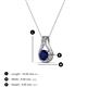 3 - Lauren 4.00 mm Round Blue Sapphire and Diamond Accent Teardrop Pendant Necklace 