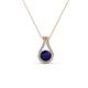 1 - Lauren 4.00 mm Round Blue Sapphire and Diamond Accent Teardrop Pendant Necklace 