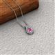 2 - Lauren 4.00 mm Round Pink Sapphire and Diamond Accent Teardrop Pendant Necklace 