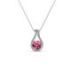 1 - Lauren 4.00 mm Round Pink Tourmaline and Diamond Accent Teardrop Pendant Necklace 