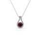 1 - Lauren 4.00 mm Round Red Garnet and Diamond Accent Teardrop Pendant Necklace 