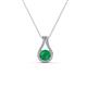1 - Lauren 4.00 mm Round Emerald and Diamond Accent Teardrop Pendant Necklace 