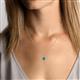 4 - Lauren 4.00 mm Round Emerald and Diamond Accent Teardrop Pendant Necklace 
