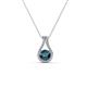 1 - Lauren 4.00 mm Round Blue Diamond and White Diamond Accent Teardrop Pendant Necklace 