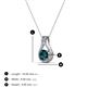 3 - Lauren 4.00 mm Round Blue Diamond and White Diamond Accent Teardrop Pendant Necklace 