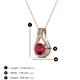 3 - Lauren 5.00 mm Round Ruby and Diamond Accent Teardrop Pendant Necklace 